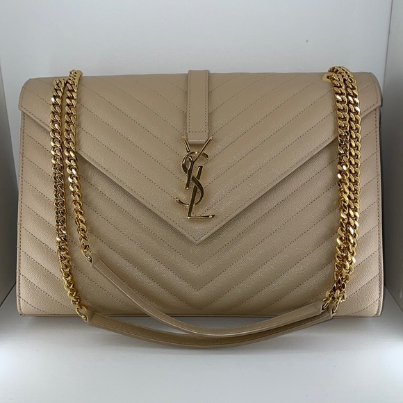 YSL Large Monogram Matelasse Shoulder Bag Nude Powder - Picture 2 of 16